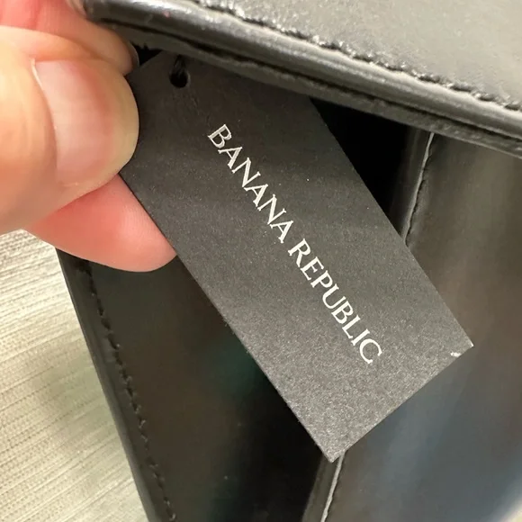 Banana Republic Black Clutch Silver Chain &Buckle Purse Handbag NWT old stock - Picture 6 of 9